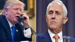 トランプ米大統領(写真左)とターンブル豪首相