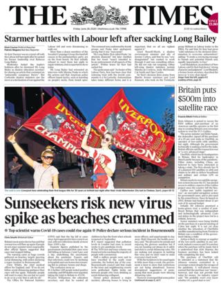 The Times front page 26.06.20