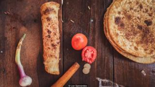 A 'rolex' made from chapati mixed with eggs