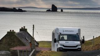 Shetland Library van at house
