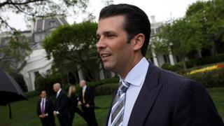 Donald Trump Jr lors d'un entretien avec la presse le 17 avril 2017 à la maison blanche