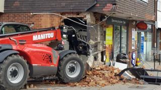 Stolen digger at Tesco, Theydon Bois