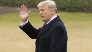 US President Donald Trump on the South Lawn of the White House on 1 February 2018