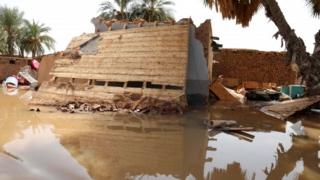 A view of a destroyed house following floods in Wad Ramli, north of Khartoum, Sudan, 25 August 2019.