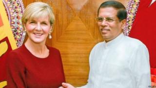 විදේශ ඇමතිනී ජූලී බිෂොප් ජනපති මෛත්රීපාල සිරිසේන සමග