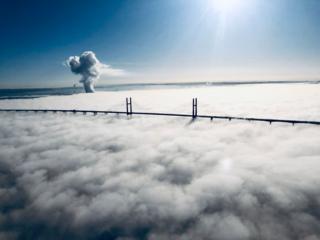 National Police Air Service picture of fog on Tuesday over the Prince of Wales Bridge - the second Severn crossing - which carries the M4 motorway between England and Wales.