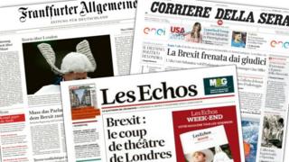 The British High Court decision is reflected on the front pages of German daily Frankfurter Allgemeine Zeitung, the Italian daily Corriere della Sera and French daily Les Echos.