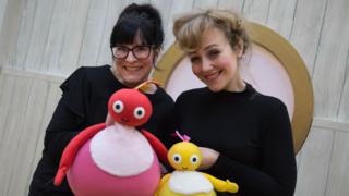 Left to right: Ruth Calkin and Lizzie Wort in rehearsals for Twirlywoos