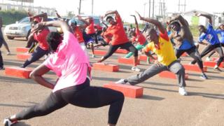 Fitness class in Kampala