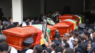 Les funérailles nationales des victimes du crash d'Ethiopian Airlines à la cathédrale d'Addis Abeba le 17 mars