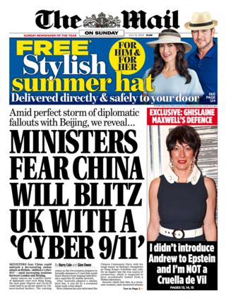 Mail on Sunday front page 12/07/20