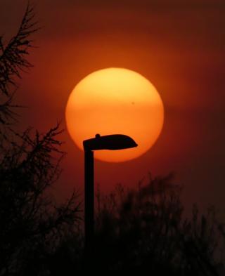 A streetlight silhouette