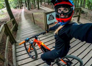 Kara Beal on an e-bike