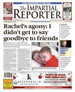 front page of the Impartial Reporter Thursday 6 September 2018