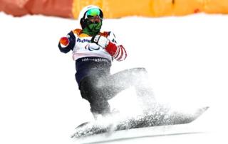 Mike Minor of the United States competes in the Men's Banked Slalom