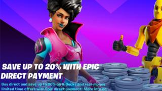 Fortnite characters stand in this promo image, promising cheaper funds
