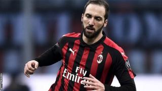 Gonzalo Higuain playing for AC Milan
