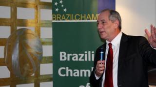 O pré-candidato do PDT Ciro Gomes durante evento em Estocolmo