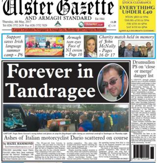 Front page of Ulster Gazette and Armagh Standard