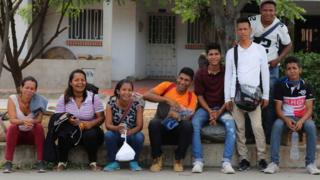 Grupo de migrantes venezuelanos
