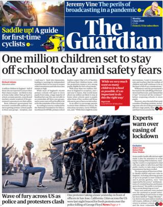 The Guardian front page 1 June