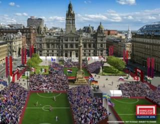 Artists impression of George Square during the Homeless World Cup