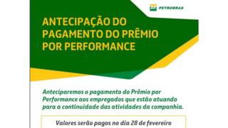 E-mail interno obtido pela BBC News Brasil sobre antecipação de pagamento a funcionários que não aderirem a greve