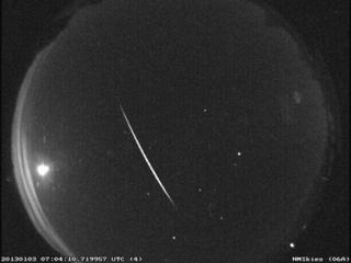 A Quadrantid meteor is seen over New Mexico in the early morning hours of Jan. 3, 2013.
