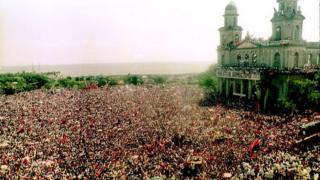 Celebración de 13 aniversario de la Revolución sandinista, en 1993.