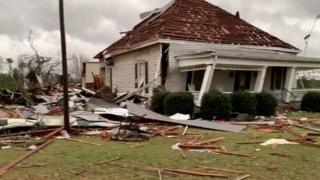 A house in Alabama damaged by a tornado