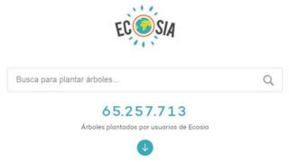La pantalla principal de Ecosia