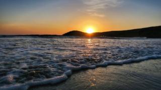 Sunset over Whitesands Bay in St Davids