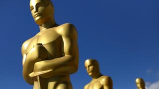 Oscar statues dry in the sun after receiving a fresh coat of gold paint as preparations begin for the 89th Academy Awards in Hollywood, California, February 22, 2017