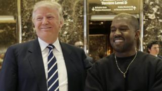 Donald Trump na Kanye West wakitabasamu