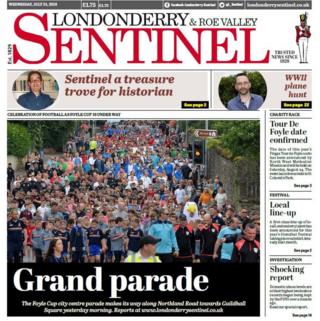 The front page of the Londonderry Sentinel