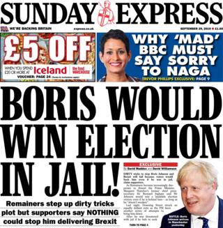 The Sunday Express's front page September 29