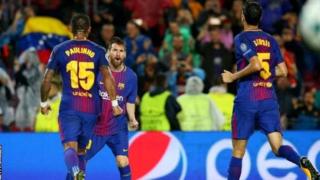 Messi yinjije igitsindo ci 100, igihe Barcelone itsinze Olympiakos