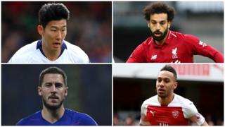 Son Heung-min, Mohamed Salah, Eden Hazard and Pierri-Emerick Aubameyang