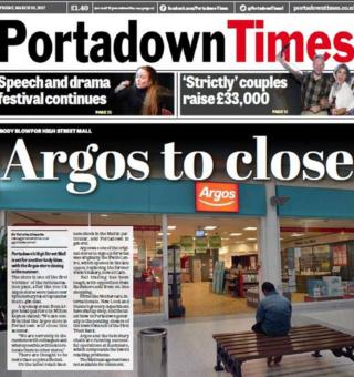 The front page of the Portadown Times