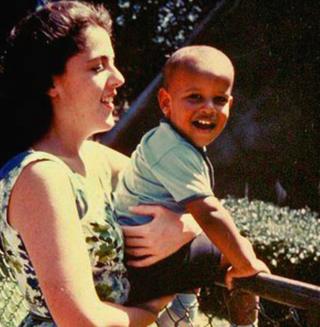 Barack Obama as a child with his mother, Ann Dunham, in an family snapshot from the 1960s