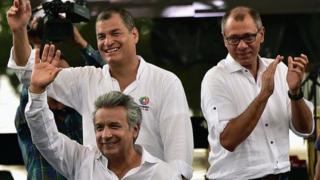 Lenín Moreno, Jorge Glas y Rafael Correa todos juntos.