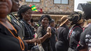 Some women wey protest for Togo.