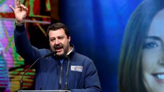 Matteo Salvini heads a rally ahead of the local election