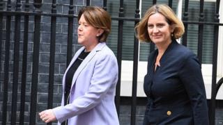 Maria Miller (left) and Amber Rudd (right) arriving at Downing Street