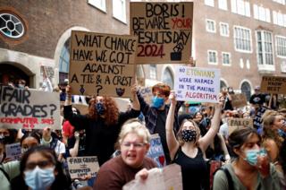 Students protesting over the exam moderating system