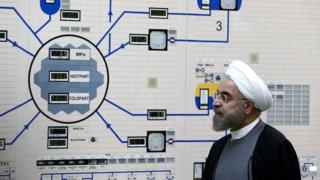 Iranian President Hassan Rouhani at the Bushehr nuclear plant