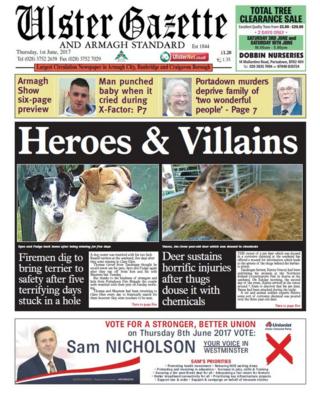 Ulster Gazette front page