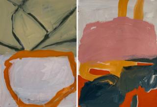 Two recent shed paintings by artist Henry Ward, made in early April