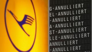 Tambarin Lufthansa da kuma jadawalin jiragen da aka soke tashin su.