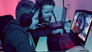 Children playing computer game